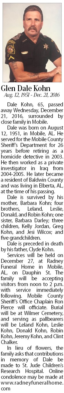 Obituary of Glen Dale Kohn