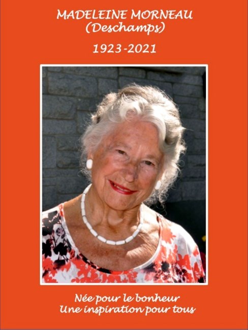 Avis de décès de Madeleine (née Deschamps) Morneau