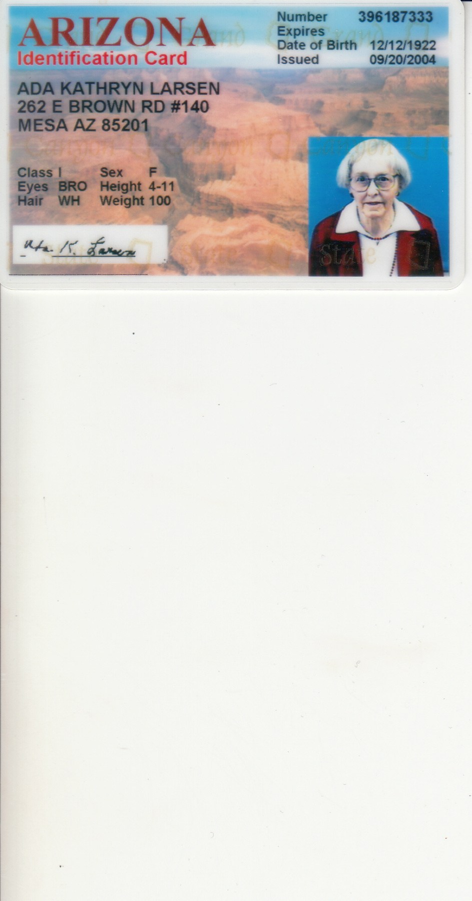 Obituary of Ada K Larsen