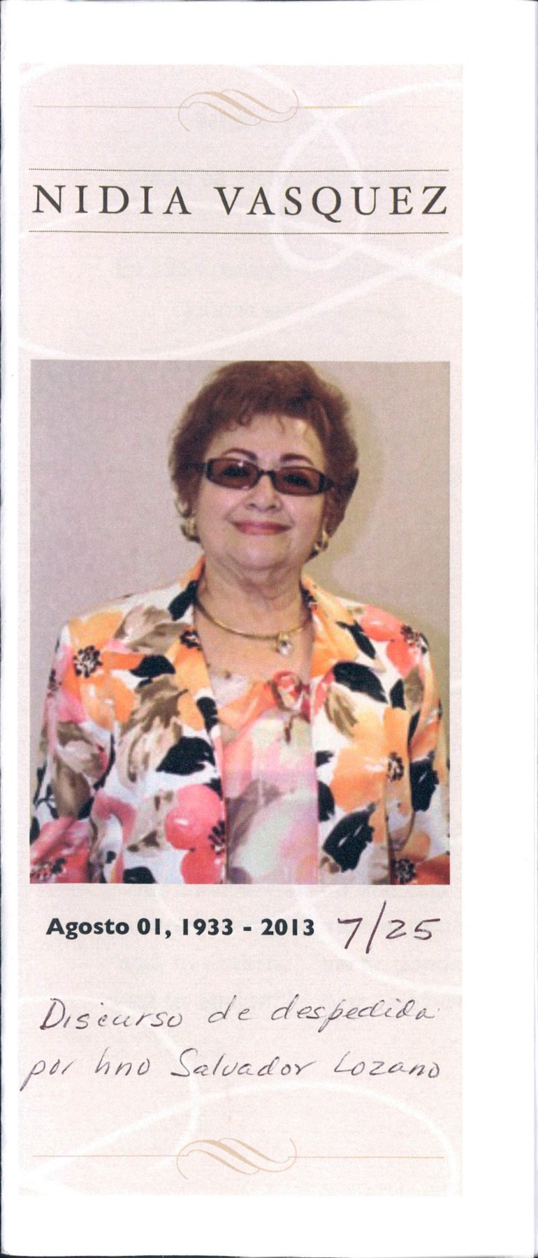 Obituary of Nidia Vazquez
