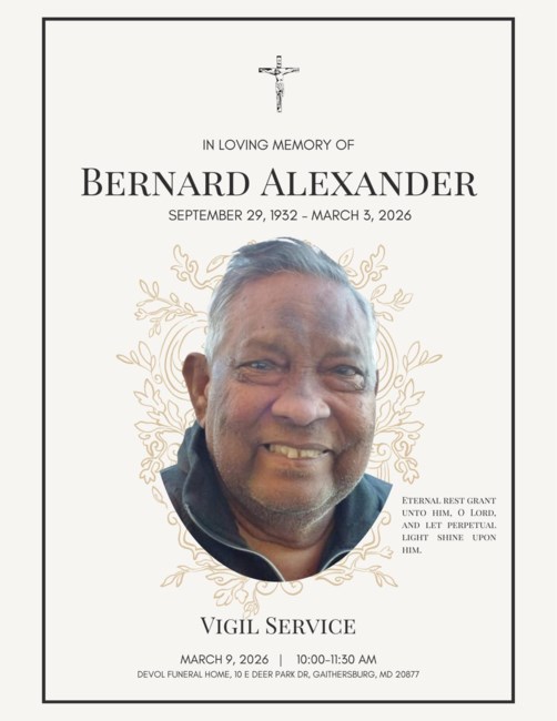 Obituary of Bernard Michael Alexander