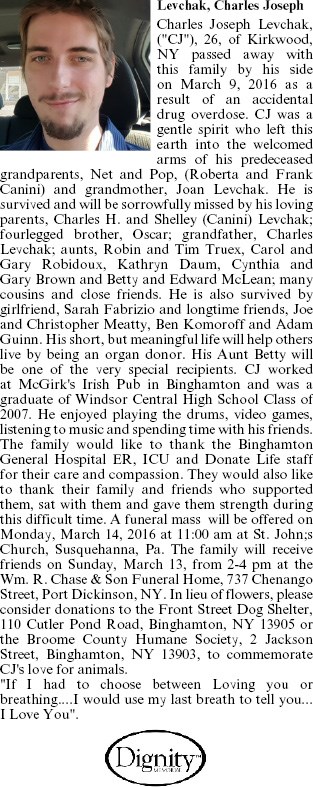 Obituary of Charles Joseph "CJ" Levchak