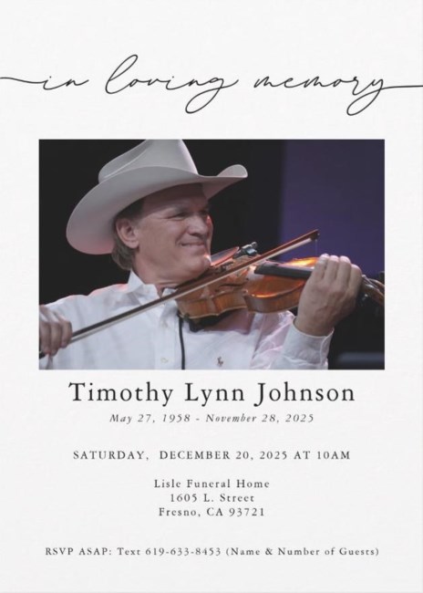 Avis de décès de Timothy Lynn Johnson