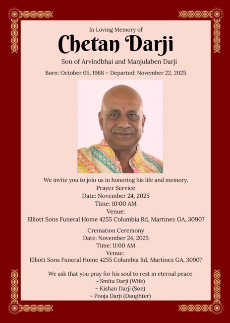 Obituario de Chetan Darji