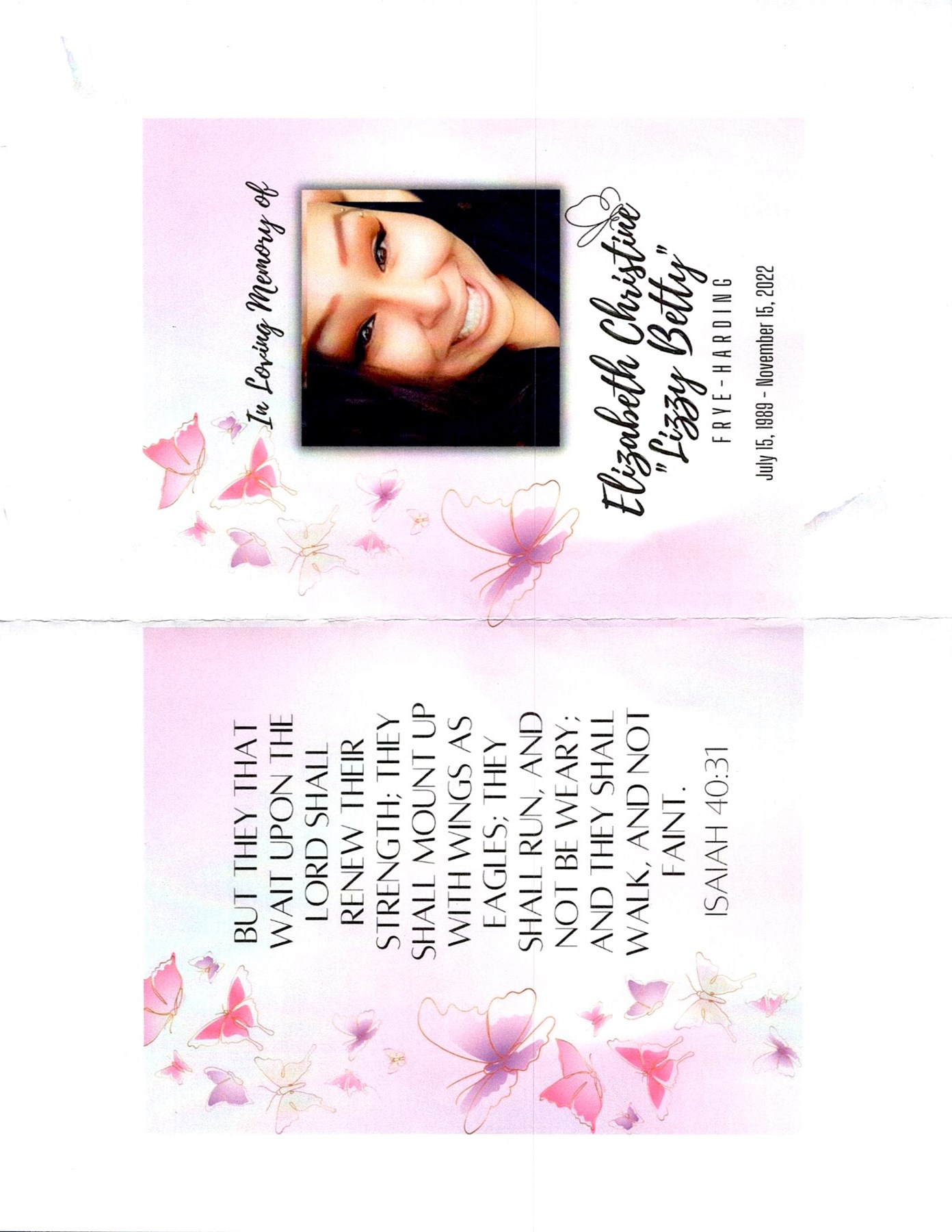 Obituary of Elizabeth Christine Frye-Harding