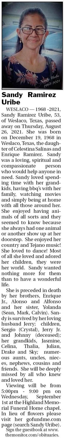 Obituary of Sandy Uribe