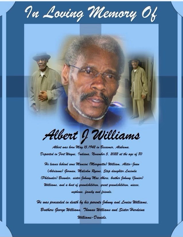 Avis de décès de Albert J Williams