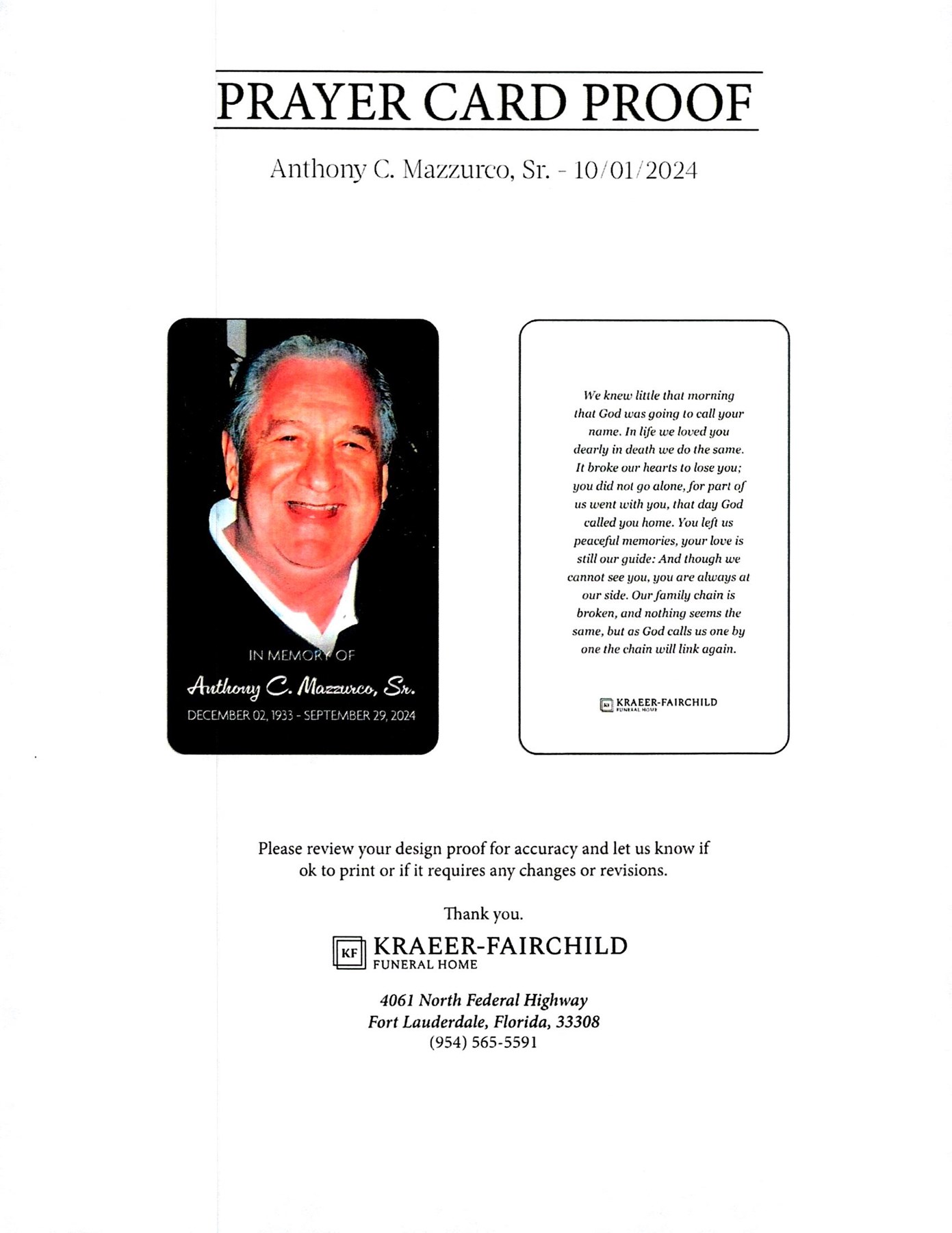 Obituary of Anthony C. Mazzurco Sr.