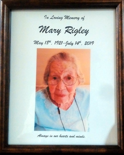 Avis de décès de Mary Cheatham Ridgley