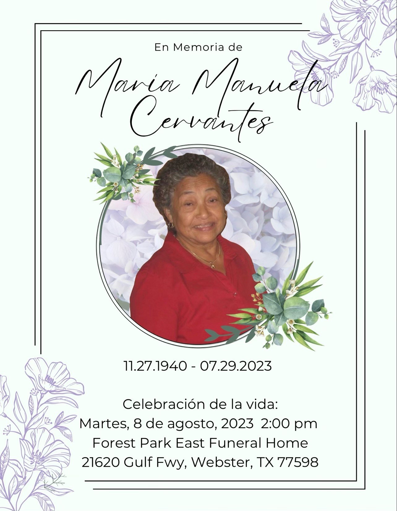 Maria Cervantes Obituary - Webster, TX