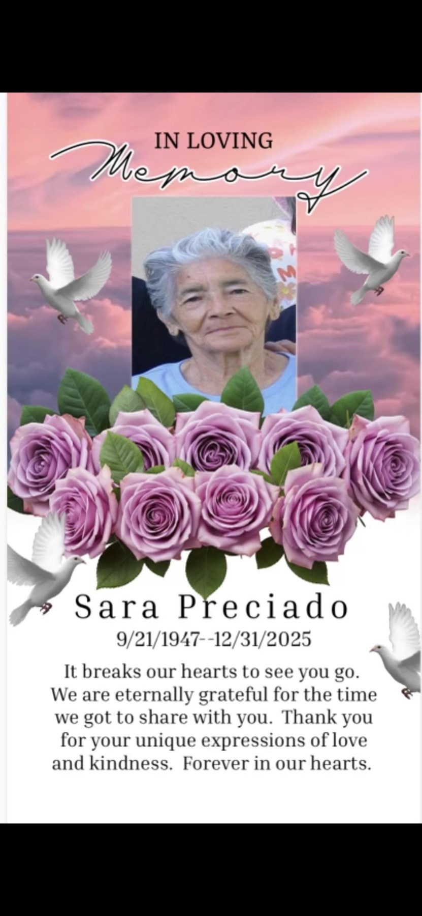 Obituary of Sara Preciado