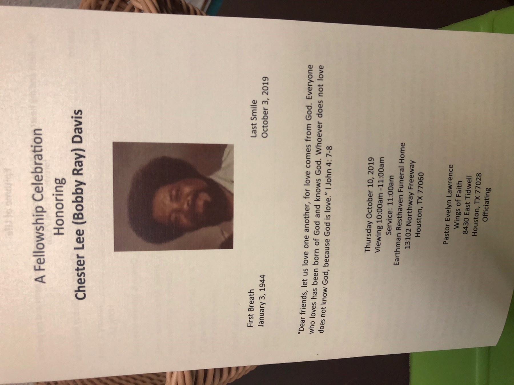 Obituary of Chester "Bobby Ray" Lee Davis