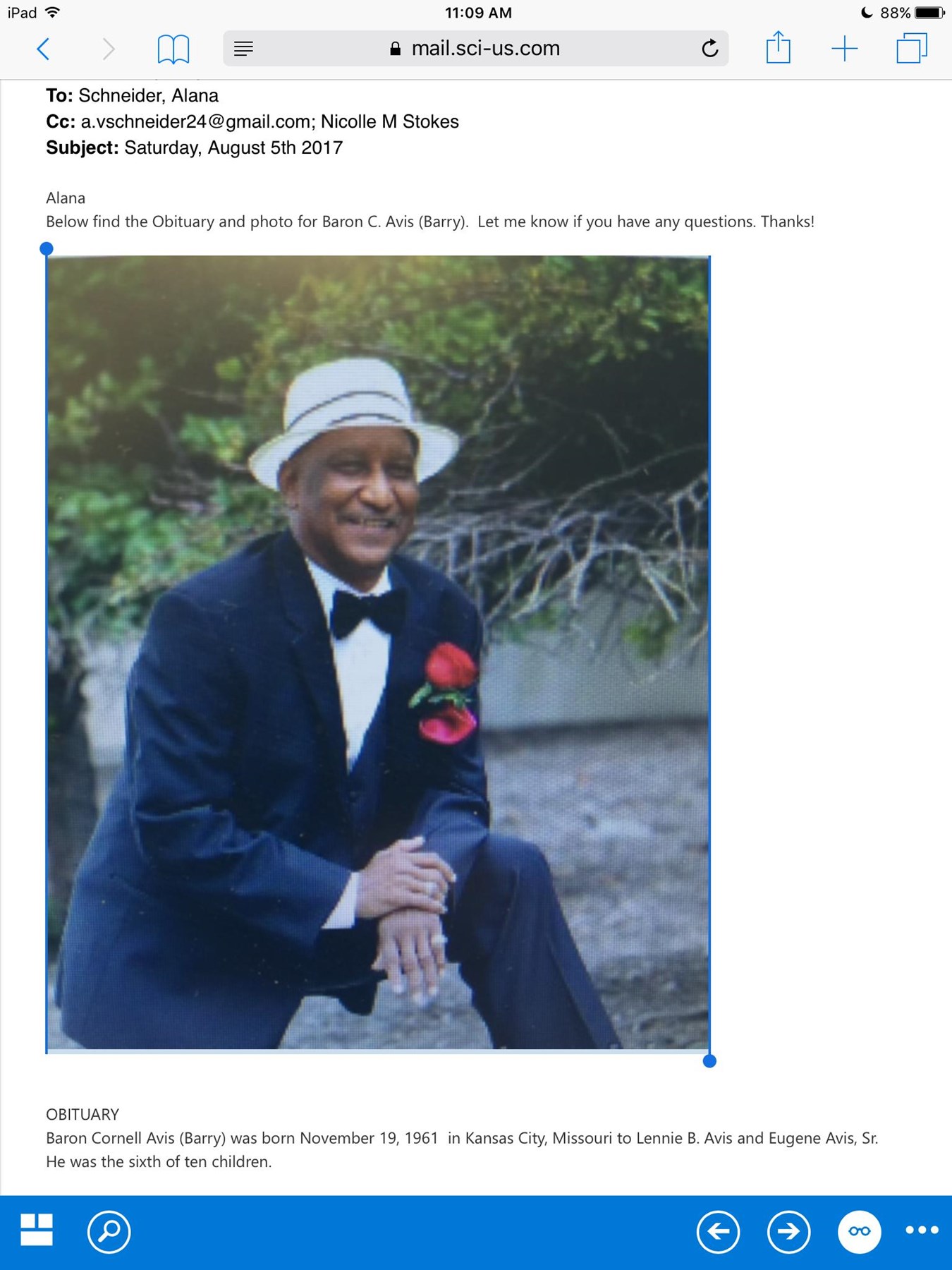 Obituary of Baron Avis