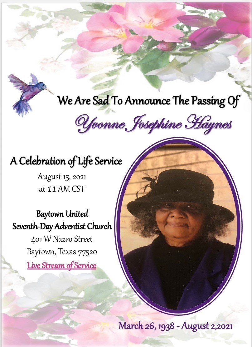 Obituary of Yvonne J. Haynes
