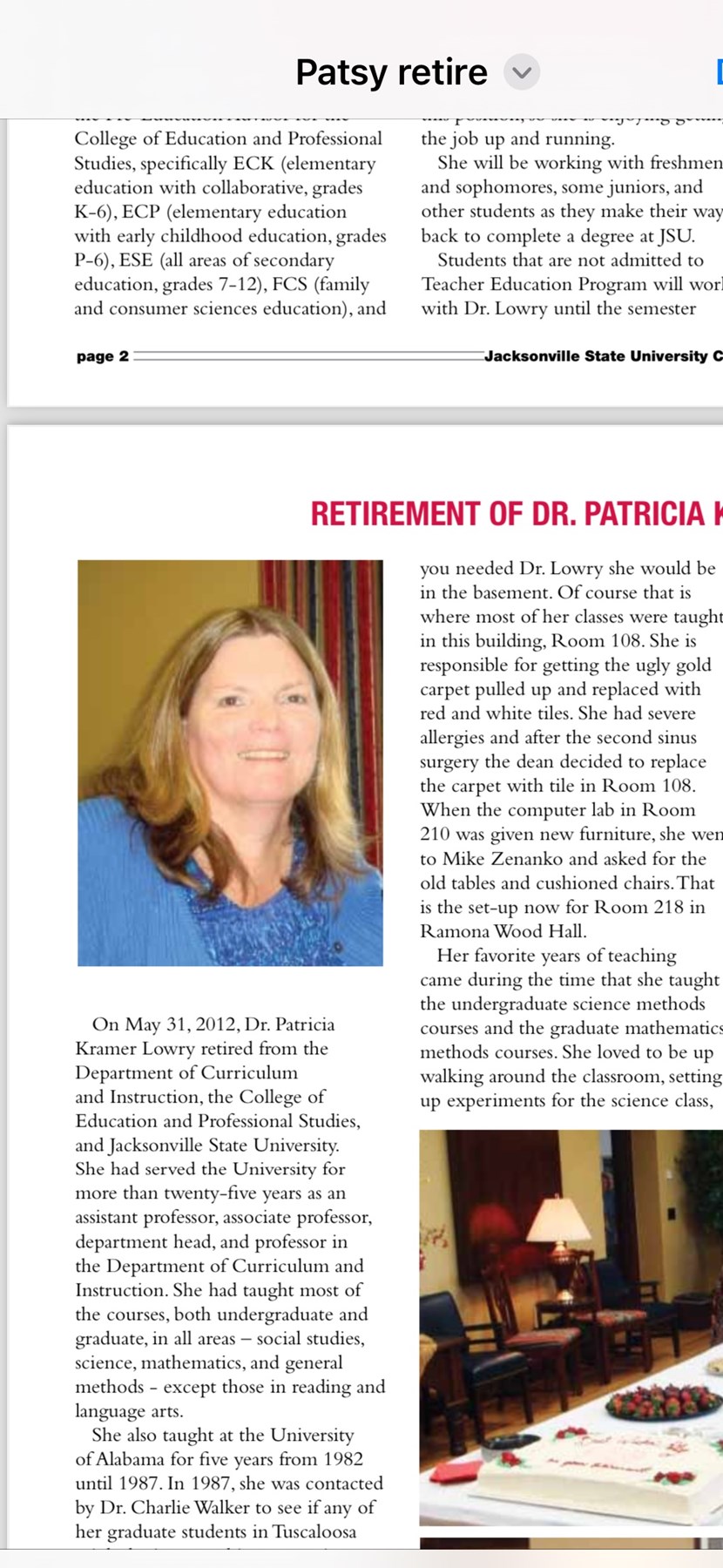 Obituary of Dr. Patricia Ann Lowry