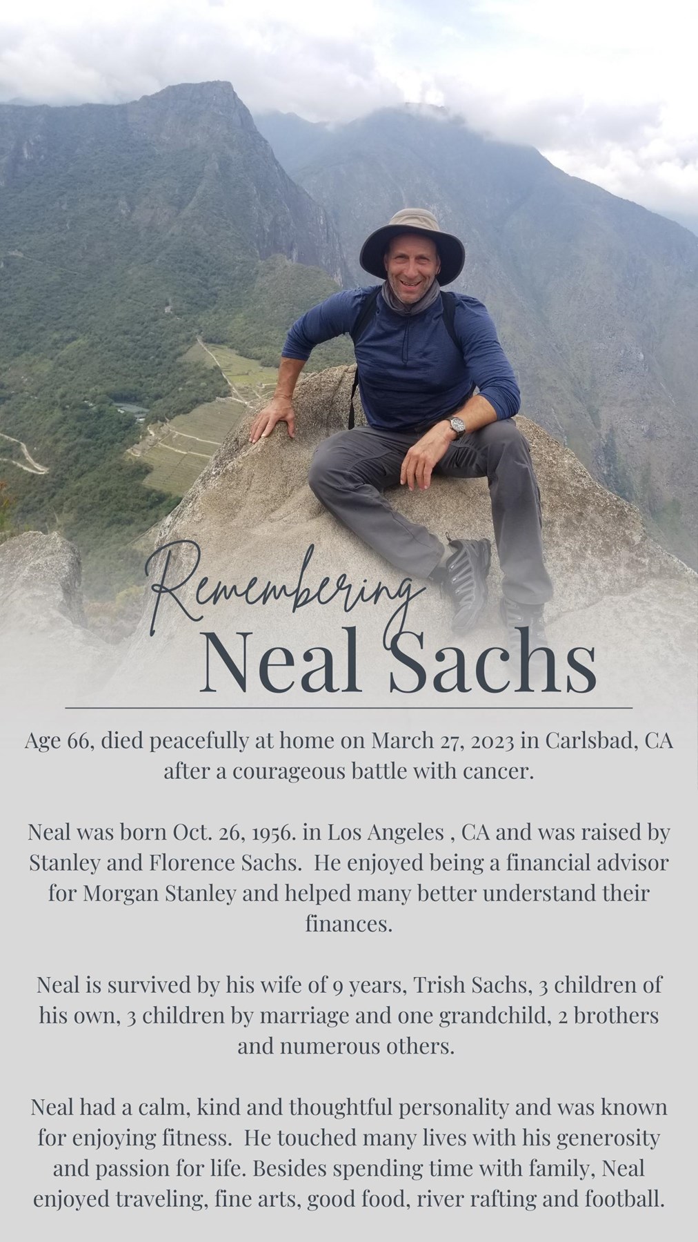 Avis de décès de Neal David Sachs