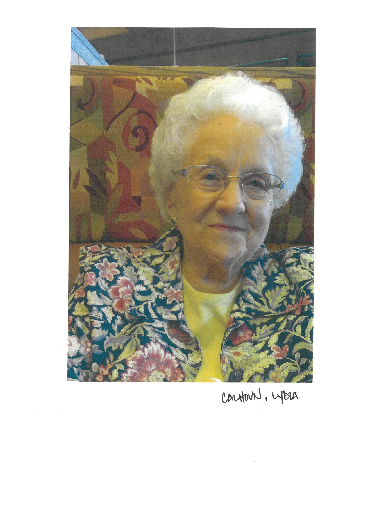 Obituary of Lydia Calhoun
