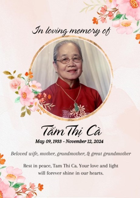 Obituary of Tam Thi Ca