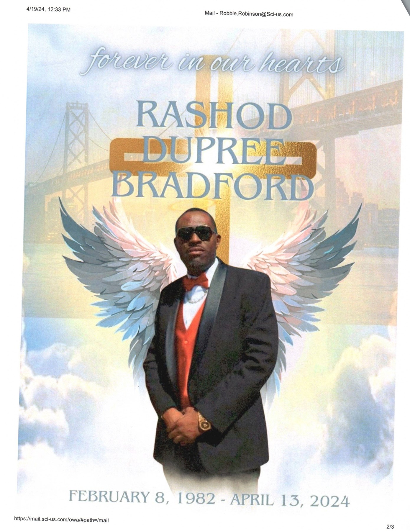 Avis de décès de Rashod Bradford