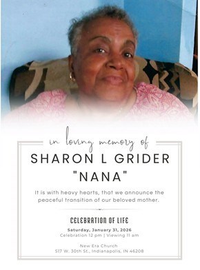 Avis de décès de Sharon "Nana" Lee Grider