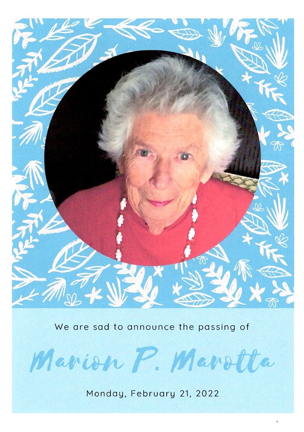 Obituary of Marion Pauline Marotta