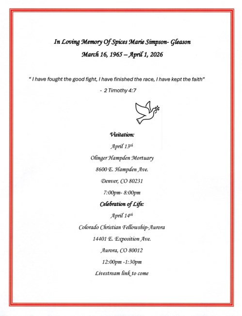 Obituario de Spices Marie Simpson