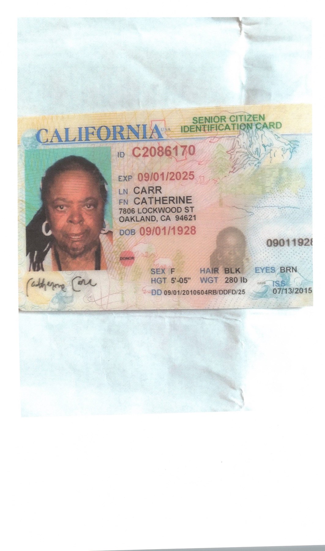 Avis de décès de Catherine Carr