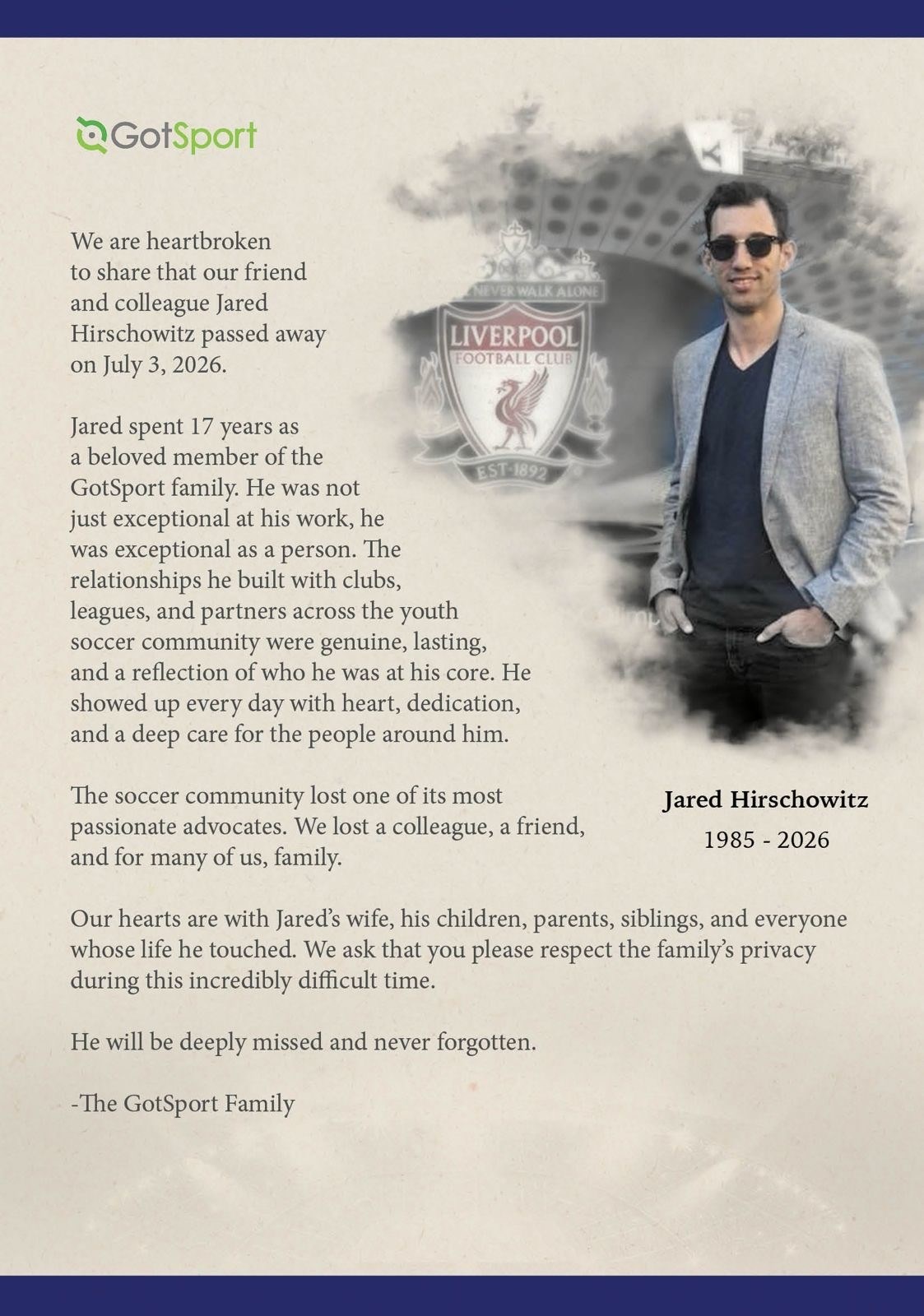 Obituary of Jared Hirschowitz