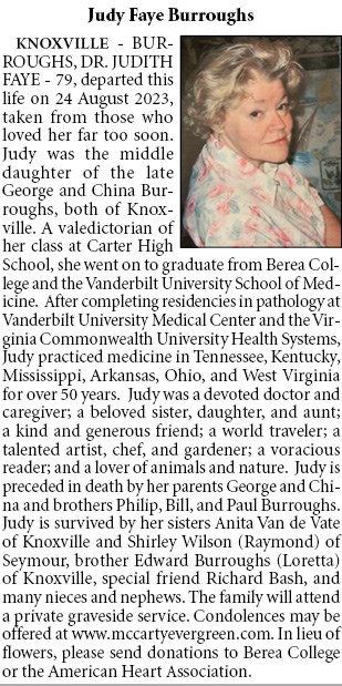 Obituary of Judy Faye Burroughs