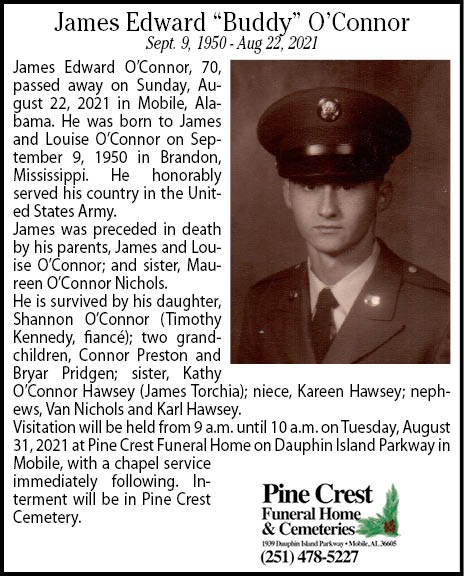 Obituary of James "Buddy" Edward O'Connor