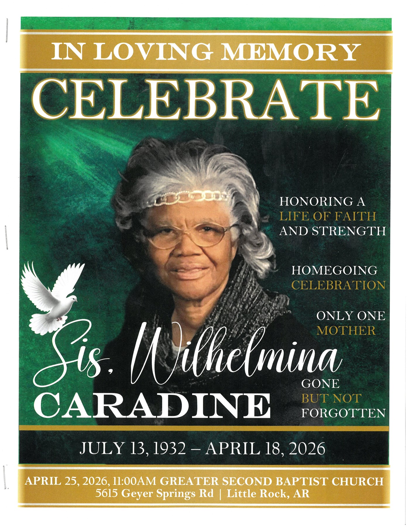 Obituary of Wilhelmina Caradine