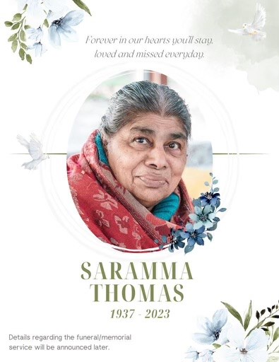 Obituary of Saramma Thomas