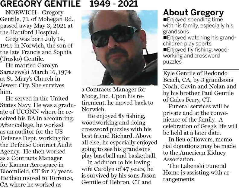 Obituary of Gregory Gentile