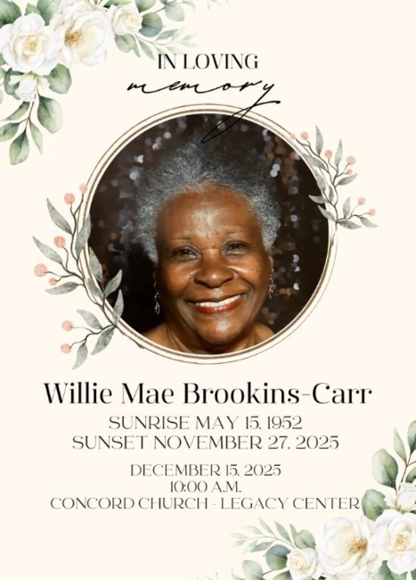 Obituary of Willie May Brookins-Carr