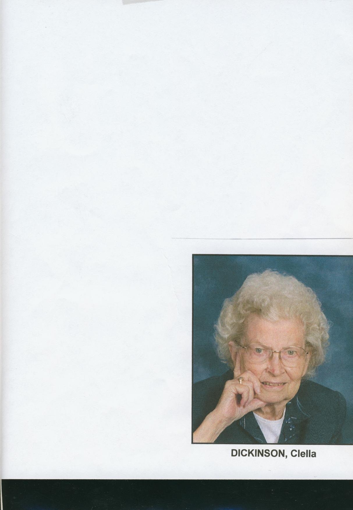 Obituary of Clella M. Weissinger Dickinson