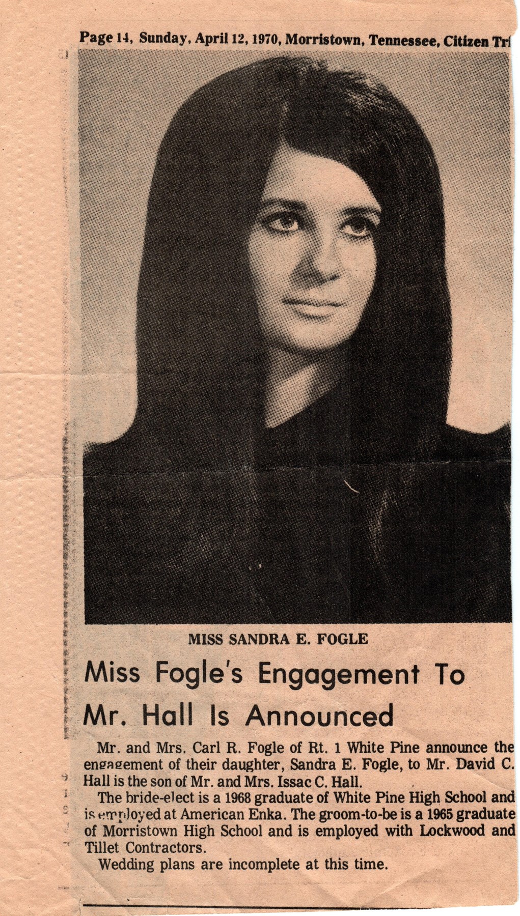 Obituary of Sandra Elaine (Fogle) Hall