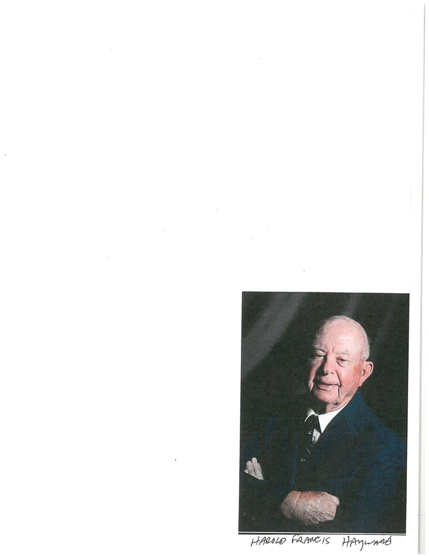 Obituary of Harold Francis Hayward