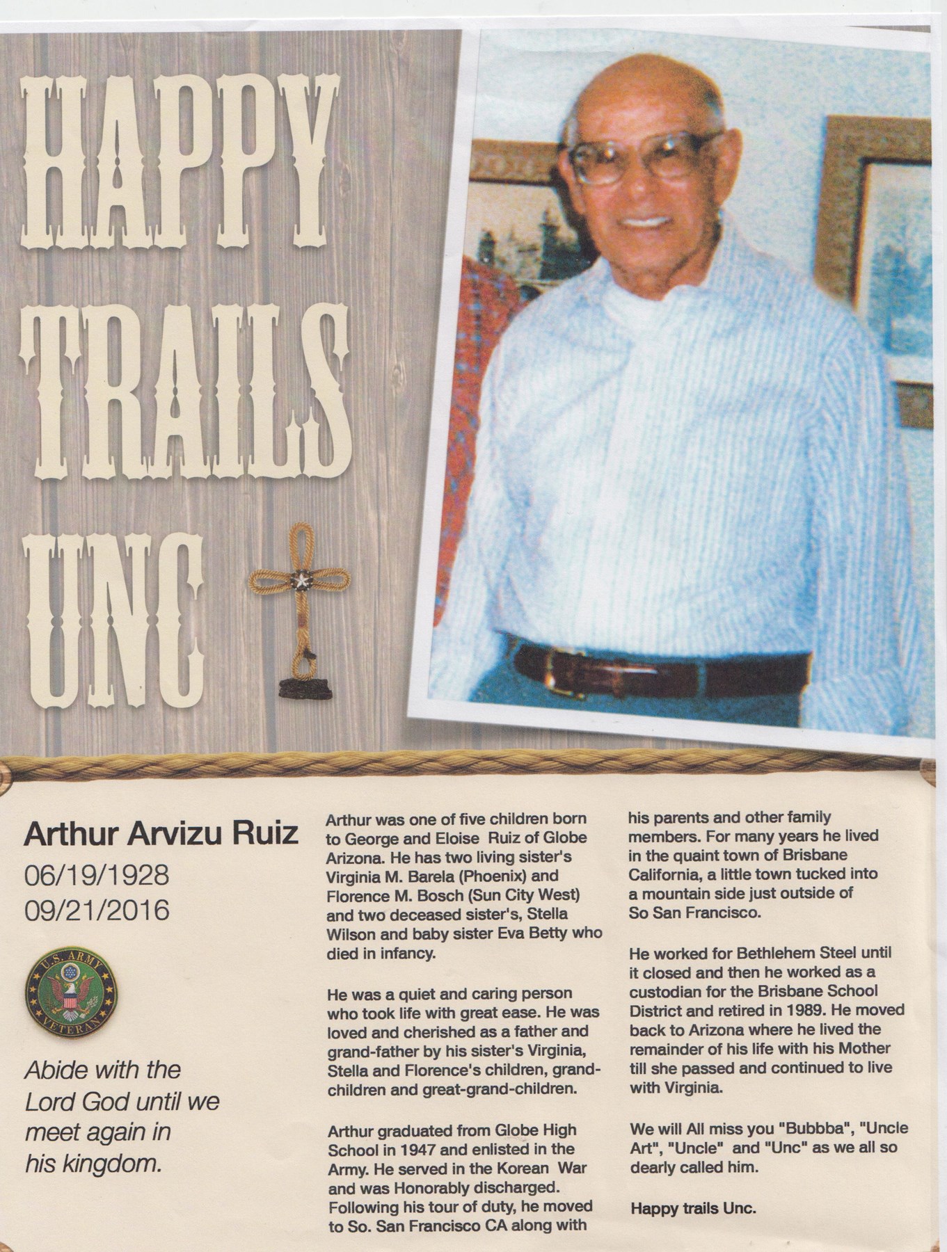 Obituary of Arthur Arvizu Ruiz