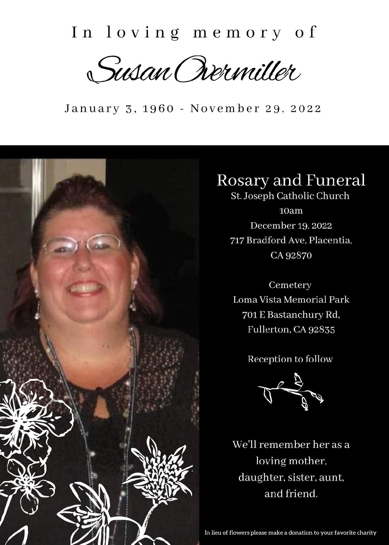 Susan Overmiller Obituary Fullerton, CA