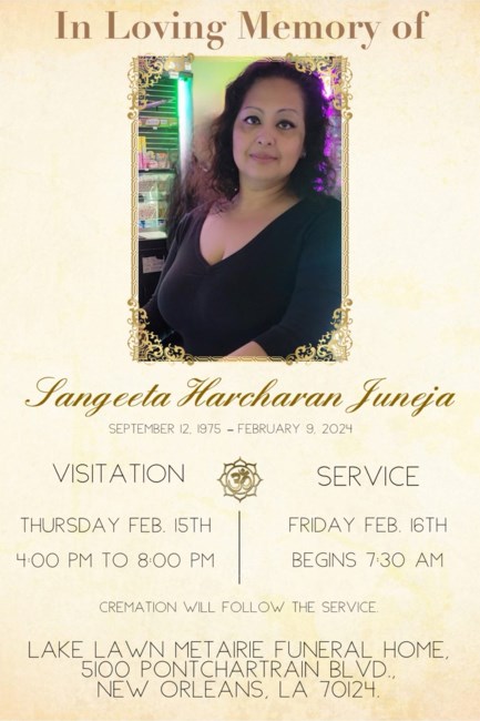 Obituary of Sangeeta Harcharan Juneja
