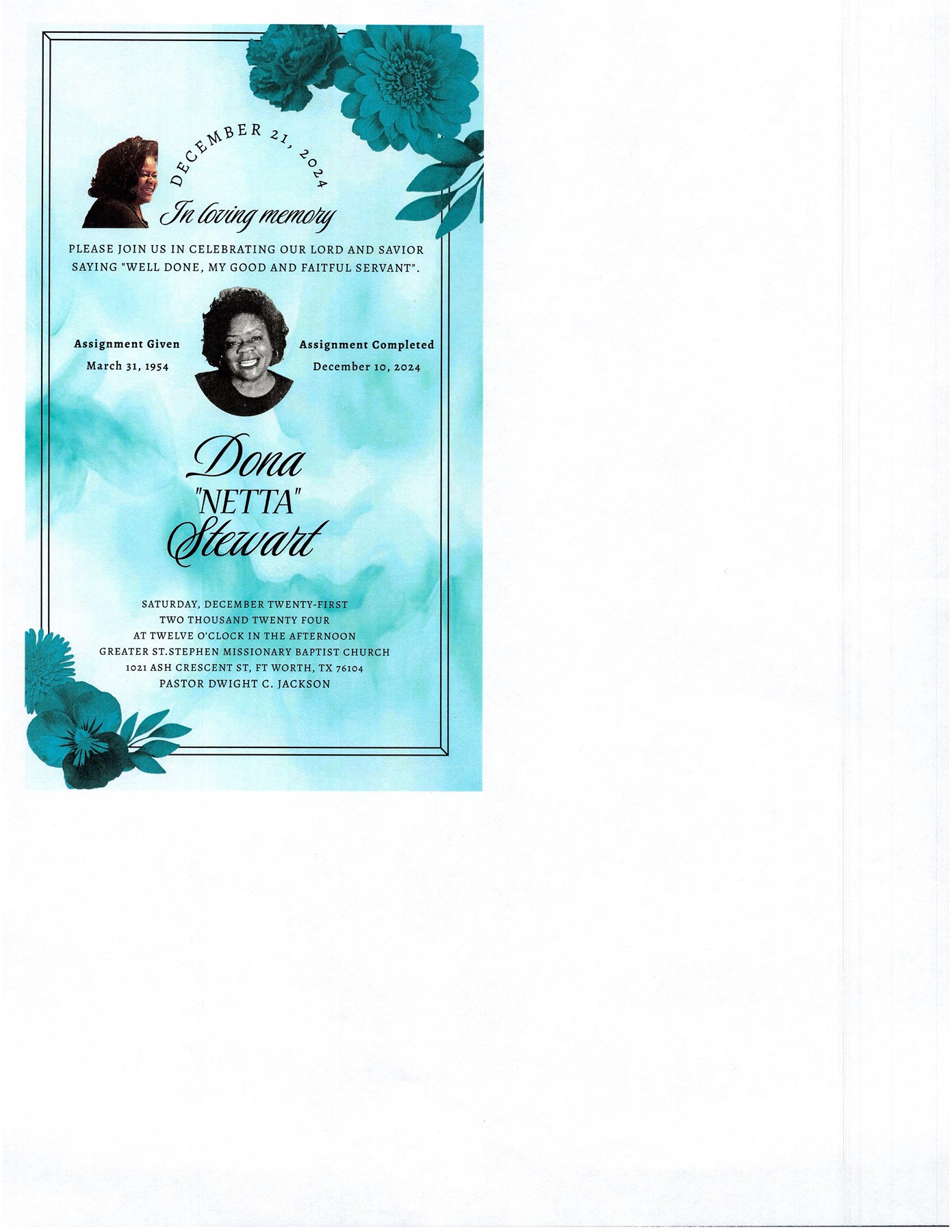 Obituary of Ms. Dona Stewart
