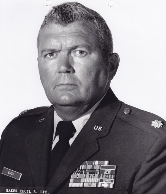 Avis de décès de Cecil R. Baker, Lt. Col. (Ret)