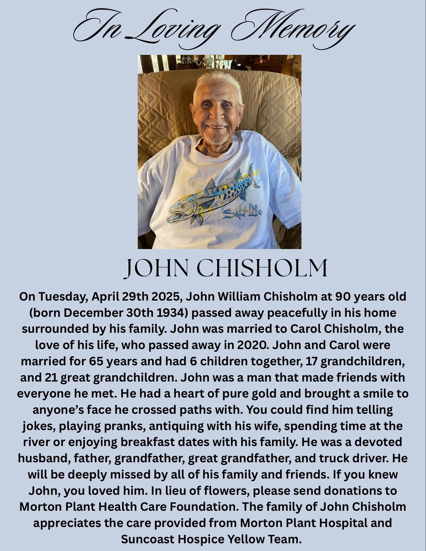 Obituary of John William Chisholm