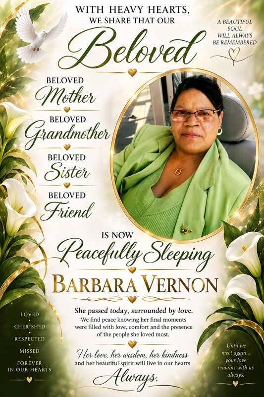 Obituary of Barbara A Vernon