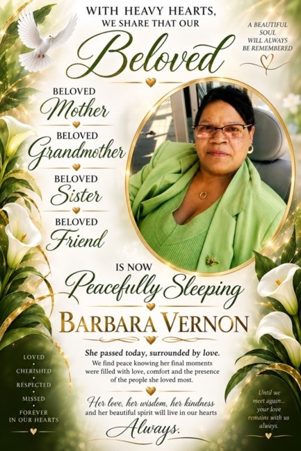 Obituary of Mrs. Barbara A Vernon