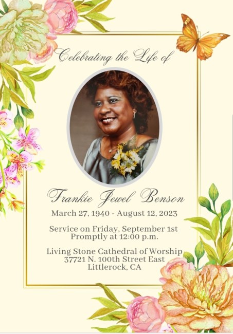 Obituary of Frankie Jewel Benson