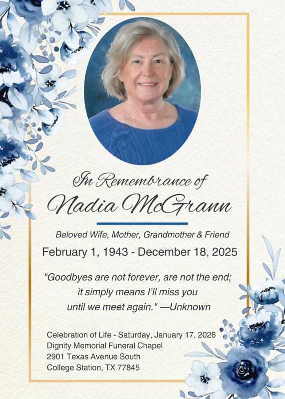 Nadia McGrann Obituary - College Station, TX