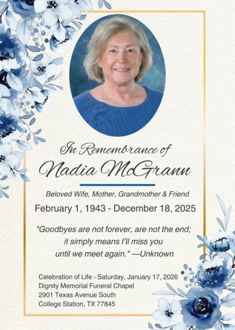 Obituary of Nadia McGrann