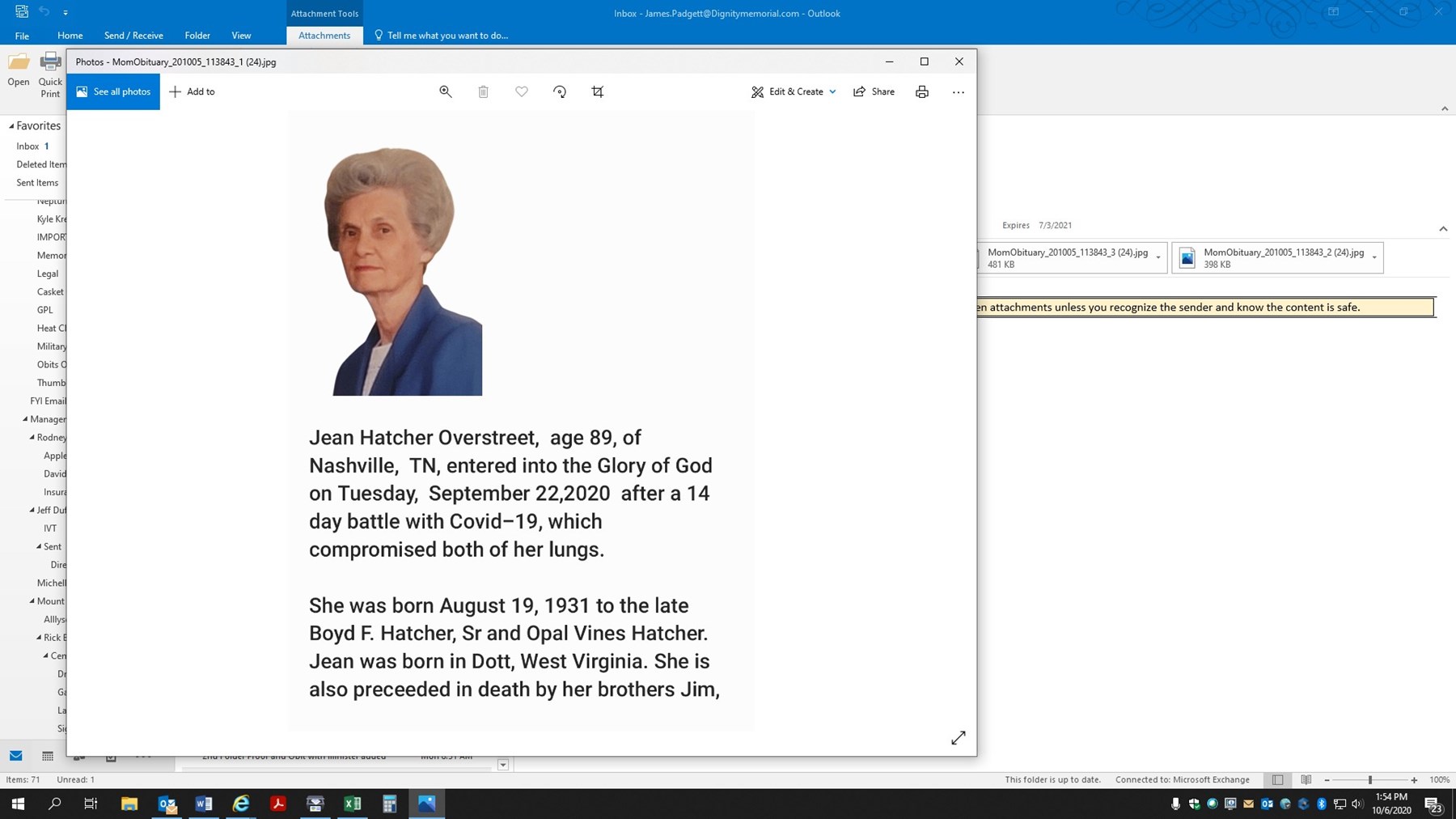 Obituary of Jean H. Overstreet