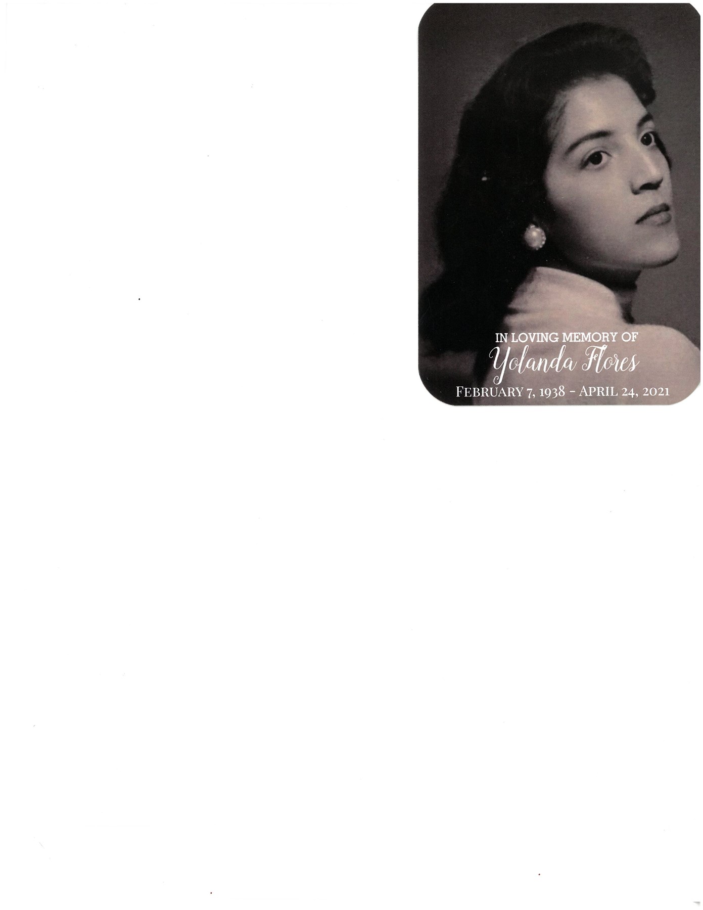 Obituary of Yolanda Flores